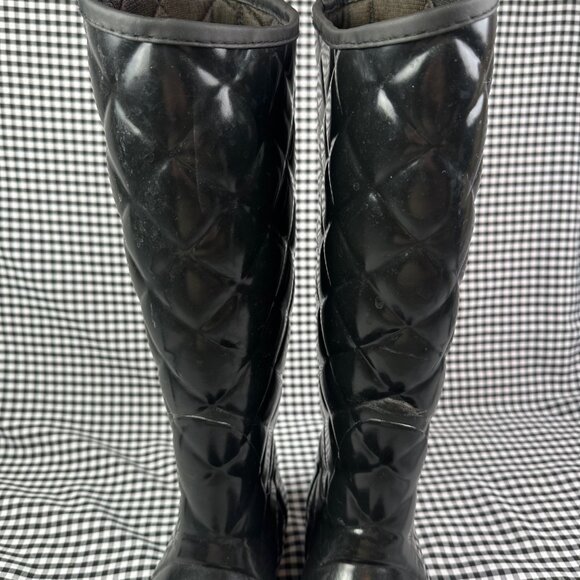 Hunter Women's Regent Savoy Quilted Leg Waterproof Wellies Boots Black US 11 - Picture 3 of 6